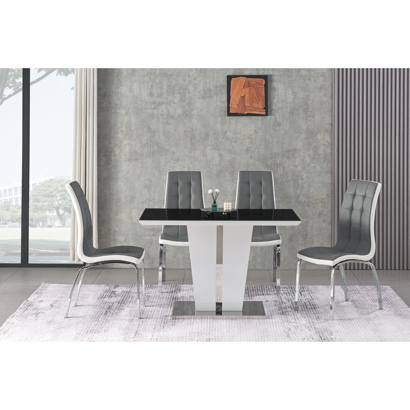 Chalen 4 - Person Dining Set, Grey/White