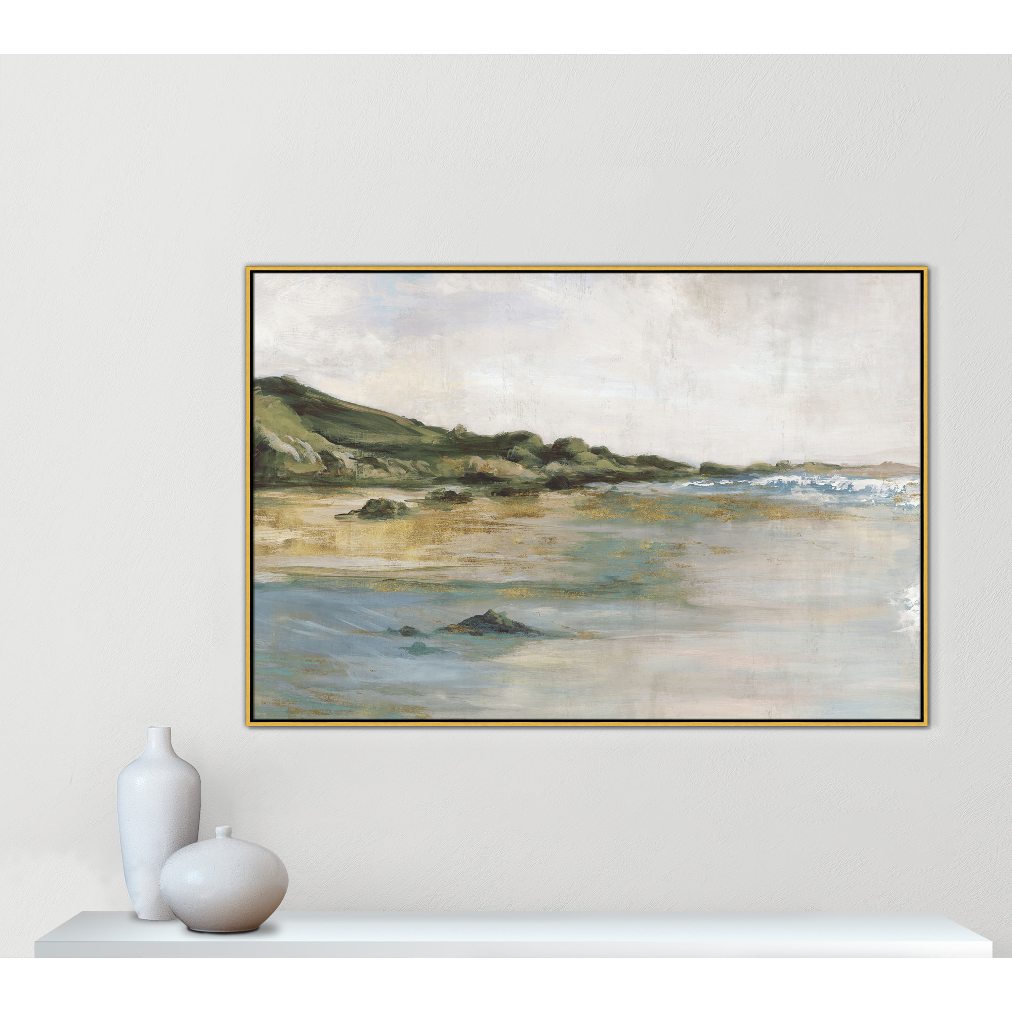 Tide’s Edge Print by , 41.5" H x 61.5" W, Gold