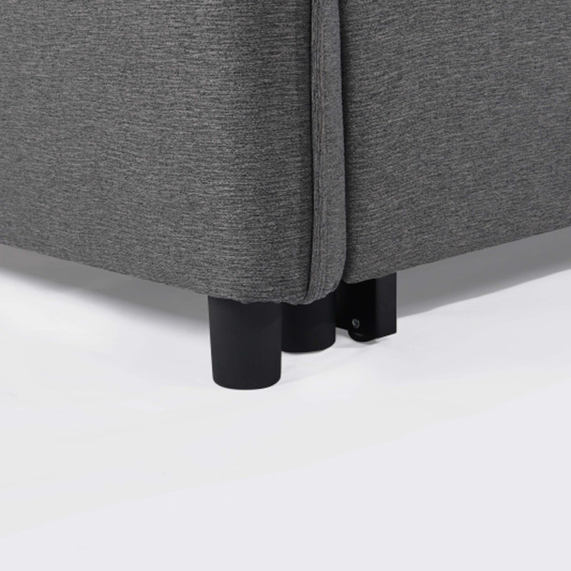 Firm Square Arms Sleeper Sofa 3 in 1 Convertible Sleeper Sofa Bed with Pull Out Bed, 37.5" H x 74.5" W x 37.5" D, Grey Fabric