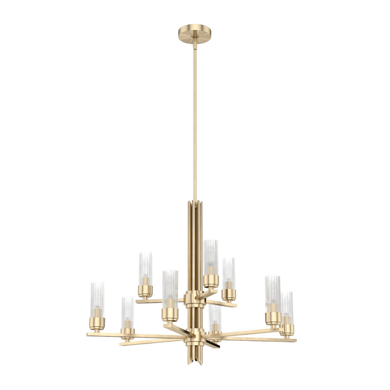 Hunter Gatz 9 Light 2-Tier Chandelier Ceiling Light Fixture, Alturas Gold
