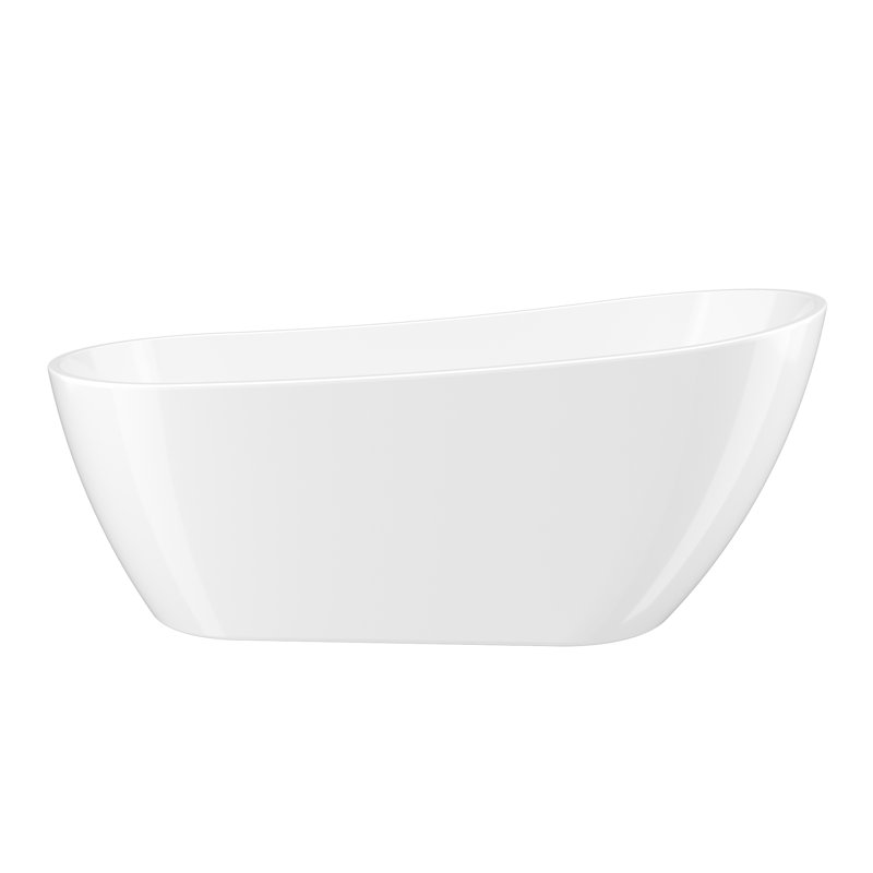 Baignoire autoportante en acrylique moderne - Baignoire de trempage blanche brillante avec bonde pré-percée et trop-plein