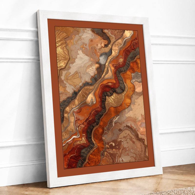 Winding Desert River Modern - Framed Print, A4 - 29.7 x 21.0 cm, White