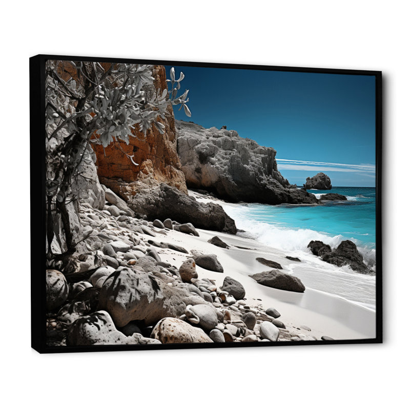 Alyas Beach Contrast Black III sur toile, H 30 po x l 40 po, Cadre flottant noir