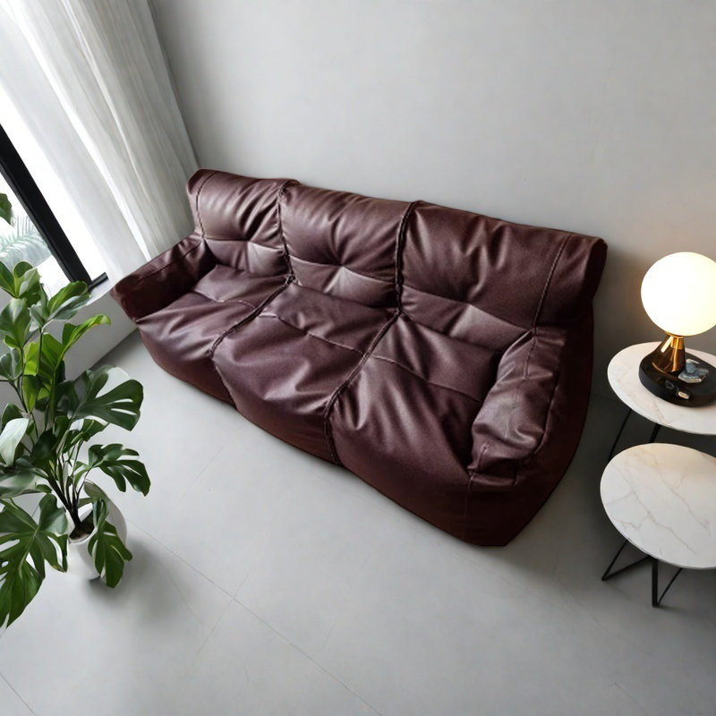 Canapé à billes Nordic, H 27,55 po x l 66,92 po x P 29,52 po, Similicuir brun
