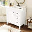 Meuble-lavabo de 30 po avec lavabo en céramique et 3 tiroirs, armoire de rangement moderne en bois massif, idéale pour la maison-126278585