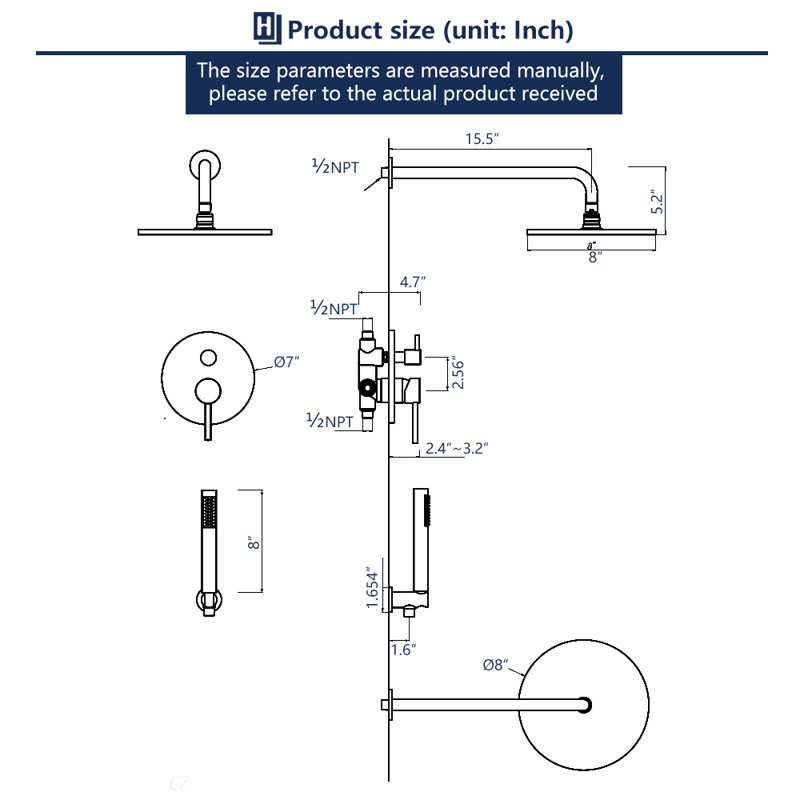 Complete Shower System with Rough in-Valve, Brushed Nickel