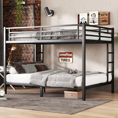 Metal Queen Over Queen Bunk Bed For Teens And Adults,Space-Saving/Noise Reduced/No Box Spring Needed