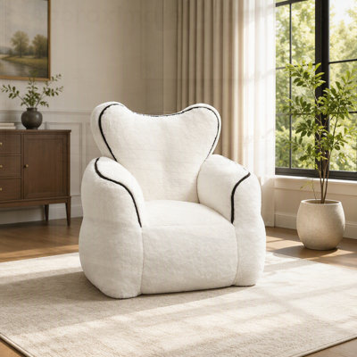 Heart-Shaped Kids Faux Fur Bean Bag Chair, Cozy & Stylish Lounger for Little Ones, Perfect for Reading and Relaxing