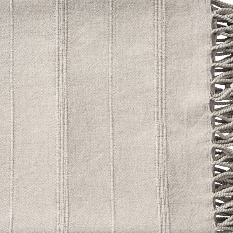 Jeté rayé en coton tissé, Beige