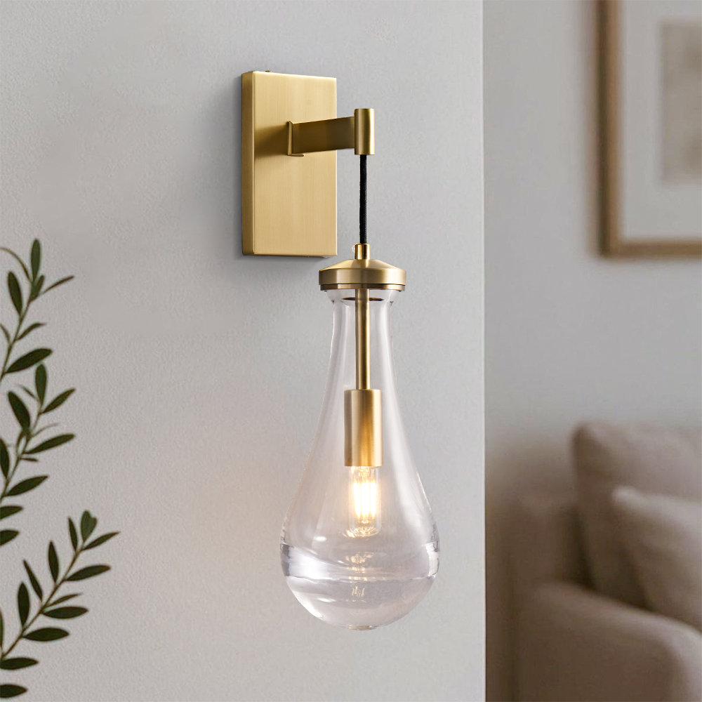 1-Light TearDrop Glass Wall Sconce