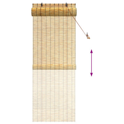 Roller Blind Adjustable Reed Light Filtering Curtain Shade UV Resistant