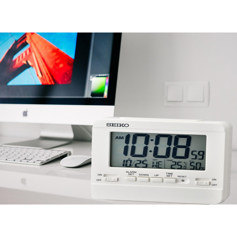 QHL086WLH Digital Alarm Clock, White