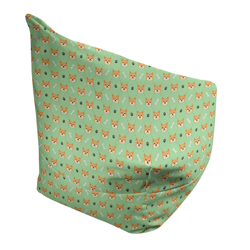 Sac de pois Leffel, H 38 po x l 42 po x P 29 po, Pouf fauteuil, Vert pâle / noir / brun sablonneux