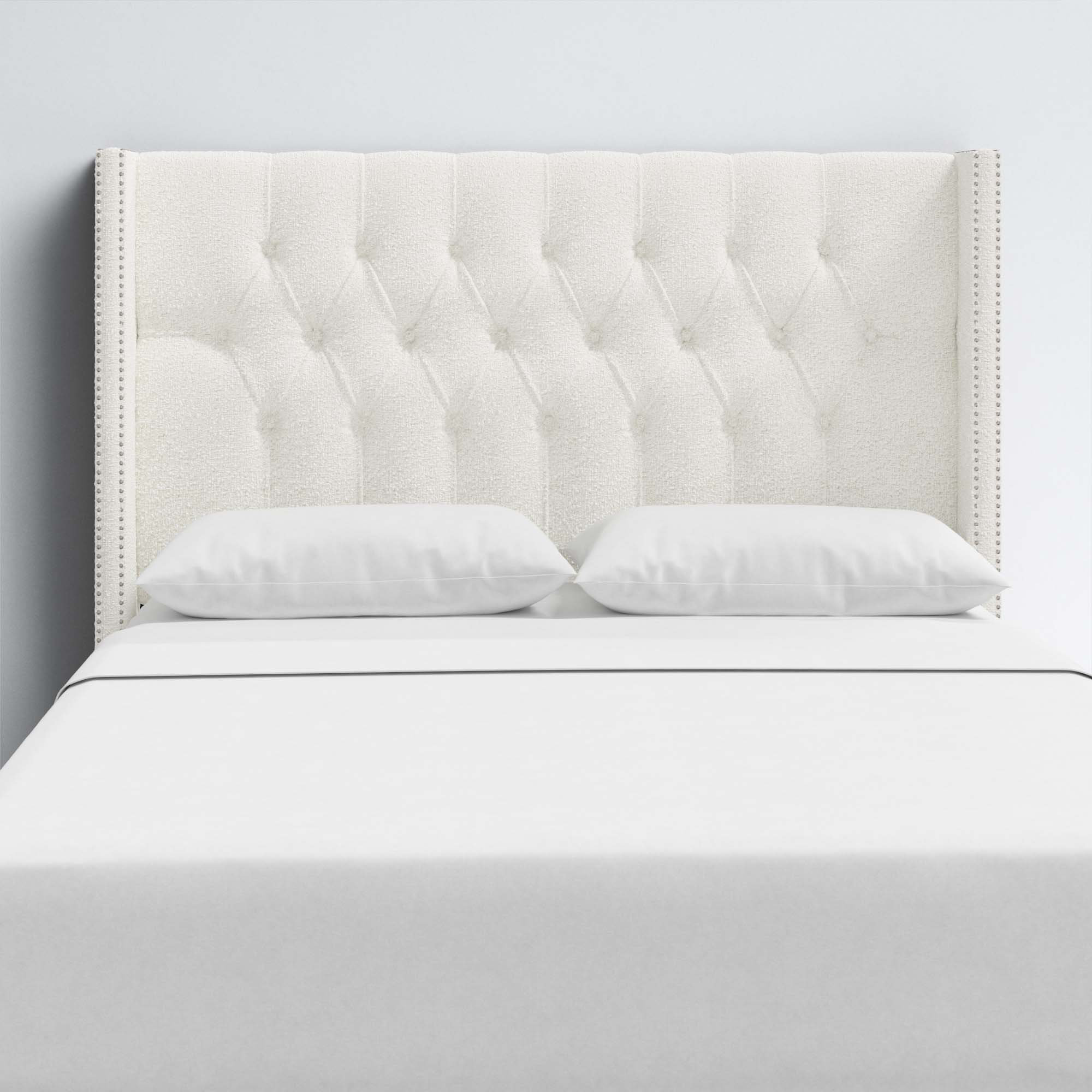 Knighten Upholstered Headboard, Queen, Classic Snow Boucle