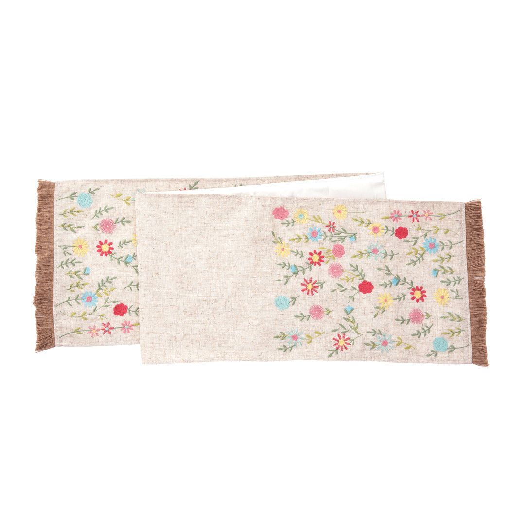 Steiger Wildflower Embroidered Cotton Table Runner August Grove®