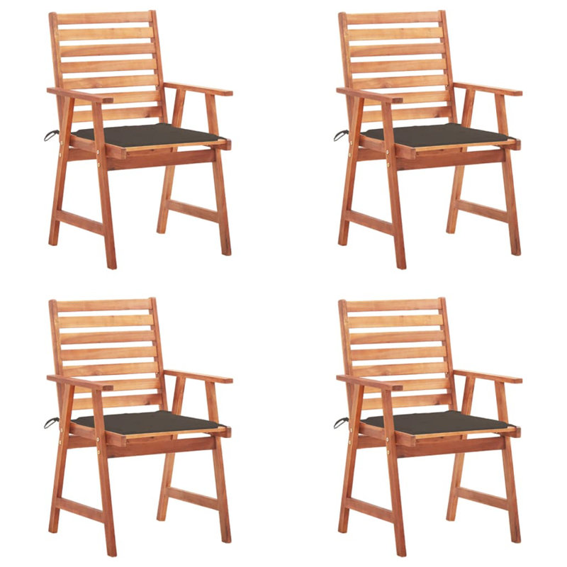 Chaise de patio avec coussin en teck, Noir