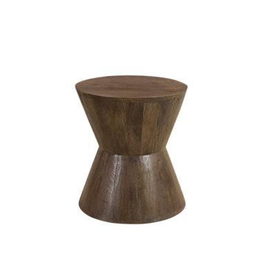 18" Dark Brown Solid Wood Round End Table
