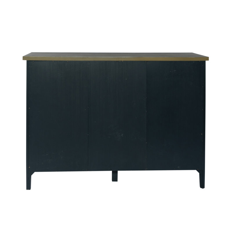Navy Transitional Rubberwood Pine Server with Storage