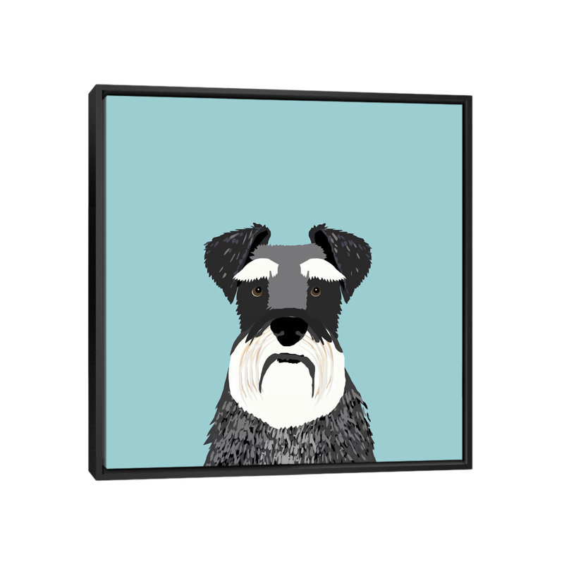 Schnauzer, impression sur toile tendue, H 18 po x l 18 po x P 1,5 po, Toile avec cadre noir, Pas de tapis