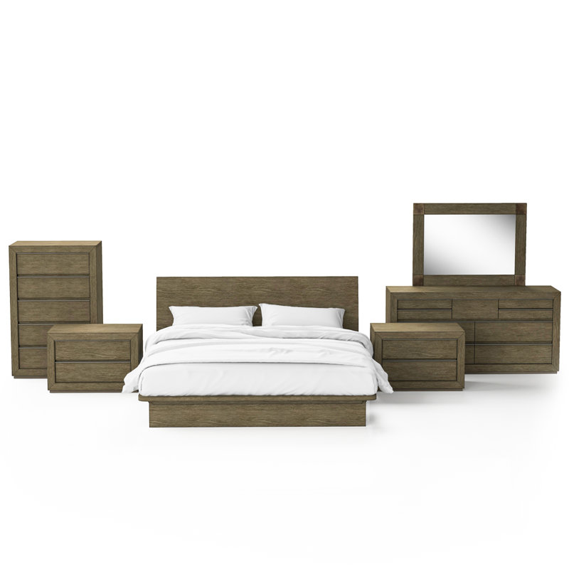 Ensemble de chambre avec lit plateforme 6 pièces Trevail