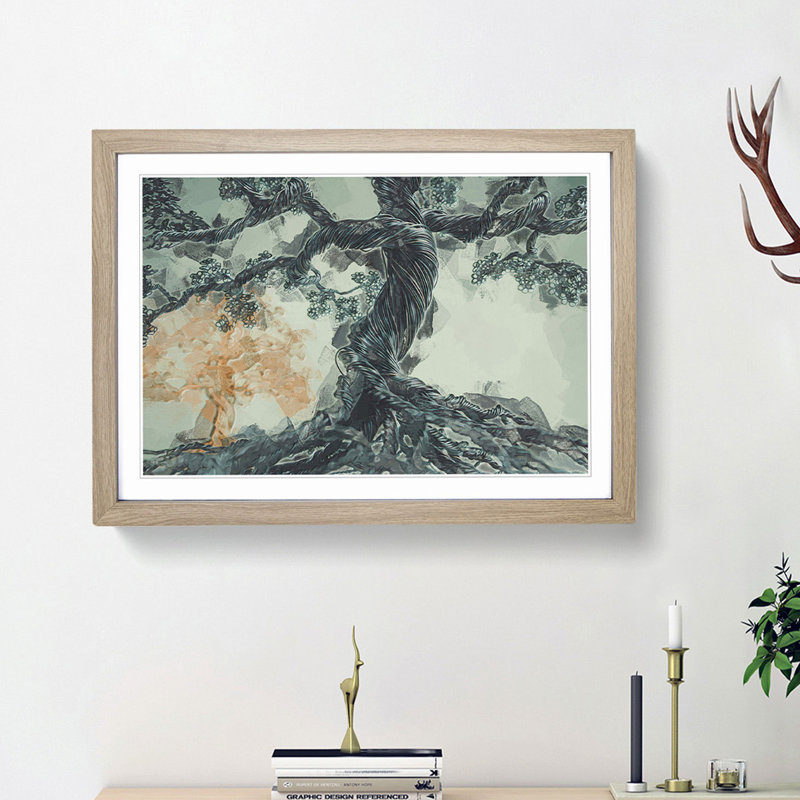 Twister Trees in Abstract - Picture Frame Graphic Art Print, Oak Framed, 62cm H x 87cm W x 2cm D