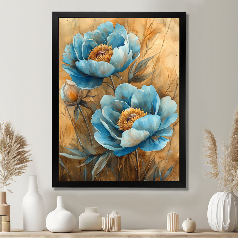 Bellamy - Floral Wall Art Living Room, Noir, H 20 po x l 12 po, Reproduction encadrée sans passe-partout