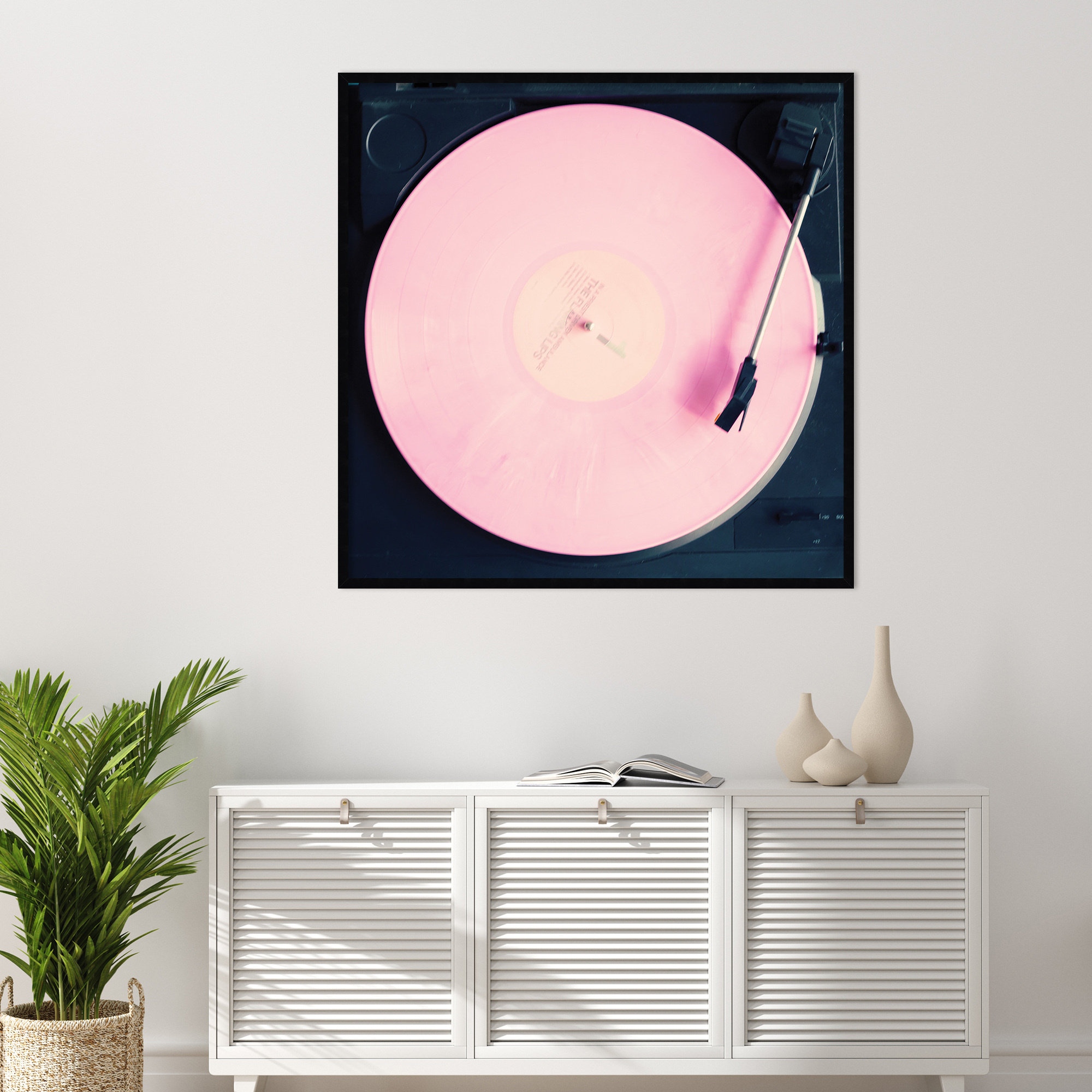 Pink Record by Caroline Mint, Black, 41.25" H x 41.25" W x 0.88" D