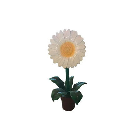 Small White Daisy In Pot Flower Statue