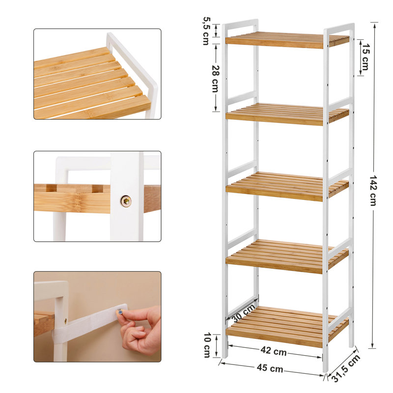 Rushali 45cm W Steel Shelving Unit, 142cm H x 45cm W x 31.5cm D