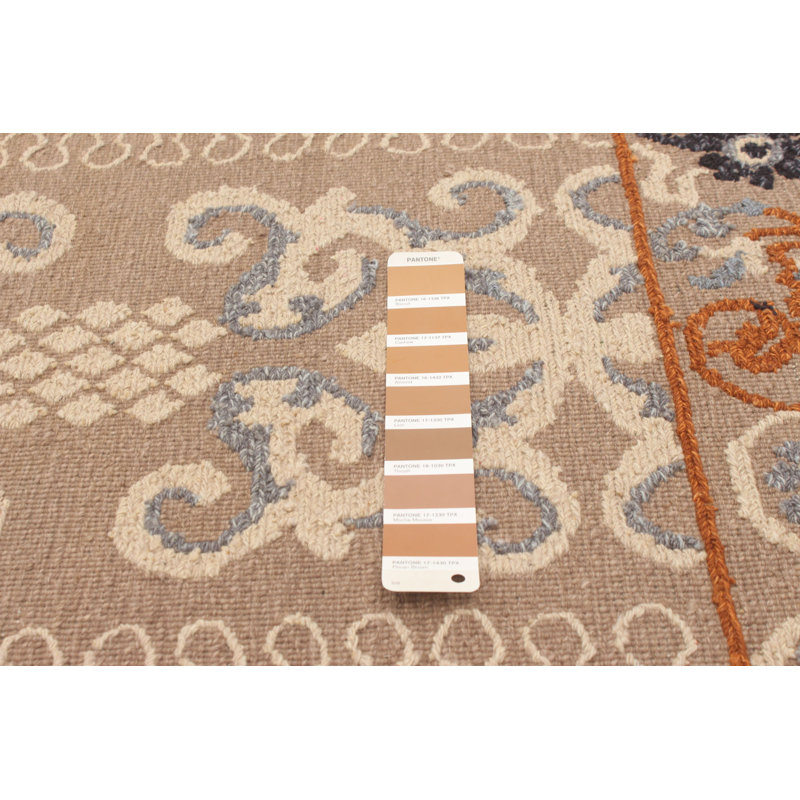 Tapis brun en laine tissé à plat Kerensa, Rectangle 3 pi 4 po x 5 pi 6 po