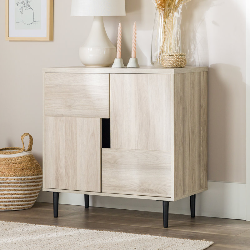 Armoire d'appoint à 2 portes Glenni, Birch/Magenta Interior