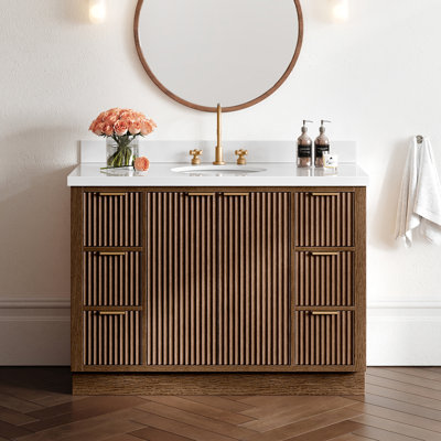 Meuble-lavabo simple 36 po avec comptoir à quartz blanc Carrara