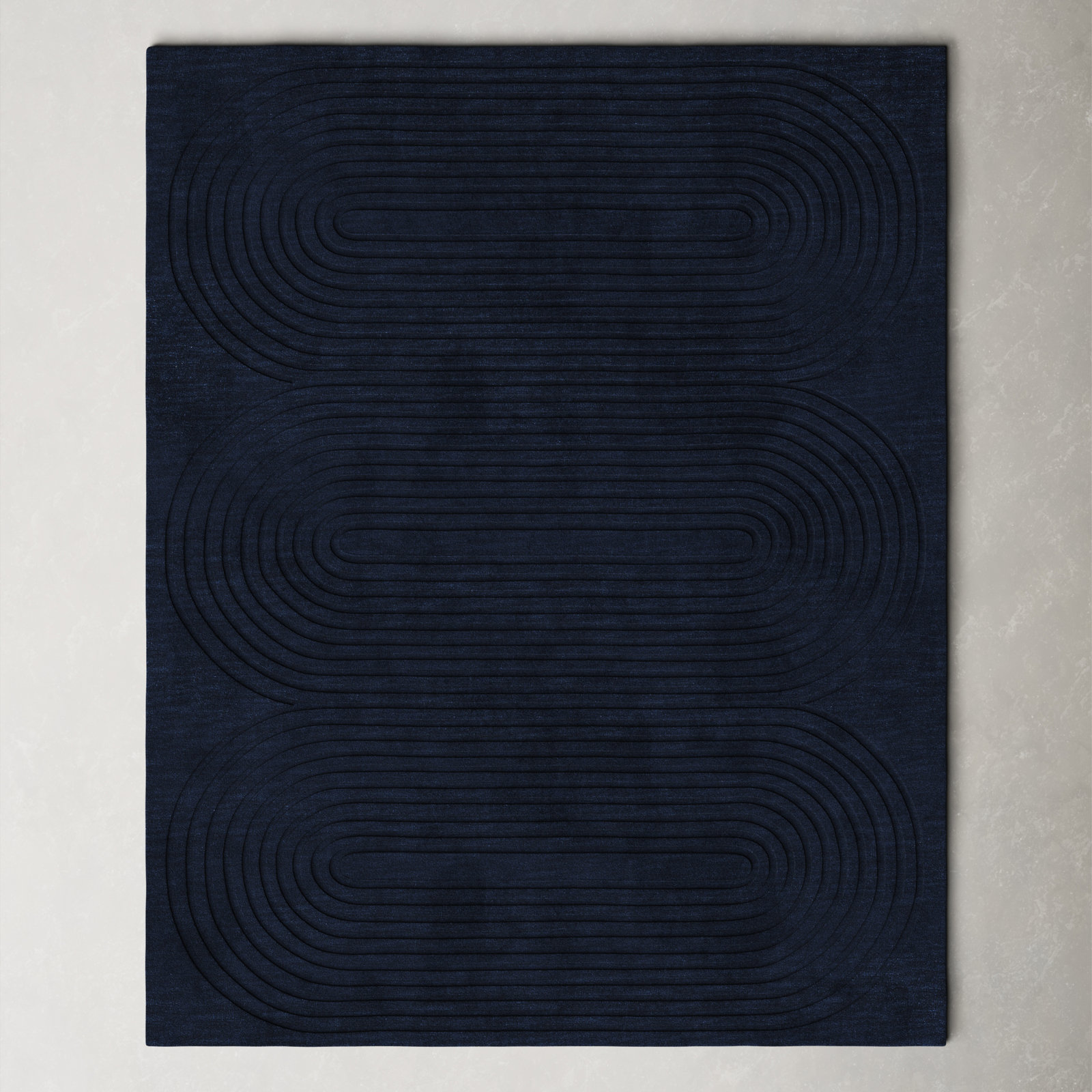 Tillie Navy Hand-Tufted Geometric Wool Rug, Rectangle 8' x 10'