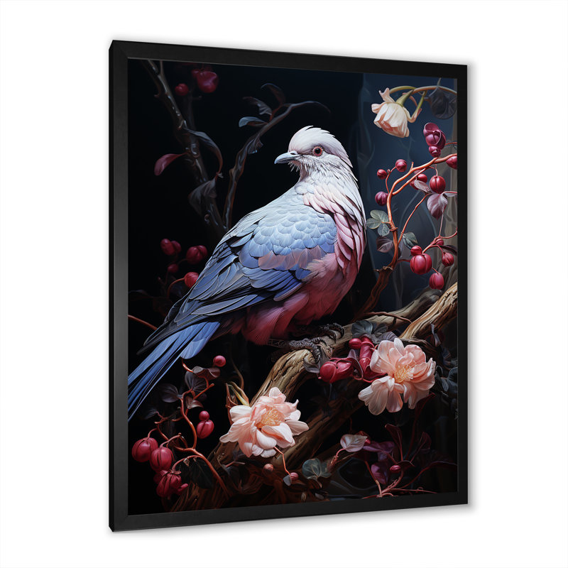 Dove Reverie I - art mural colombe, Cadre simple noir, H 20 po x l 12 po x P 1 po