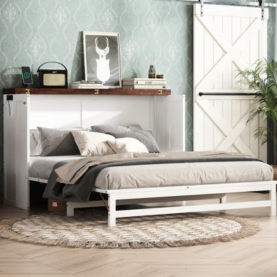 Armoire pour grand lit avec rangement, rangement, blanc et noyer, pour les soirées pyjama dans les petits espaces