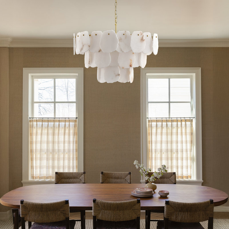 16-light Dimmable Tiered Modern Chandelier With Alabaster Shades