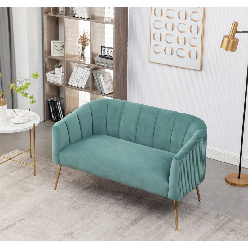 Mariantonietta 51'' Velvet Loveseat, Teal 