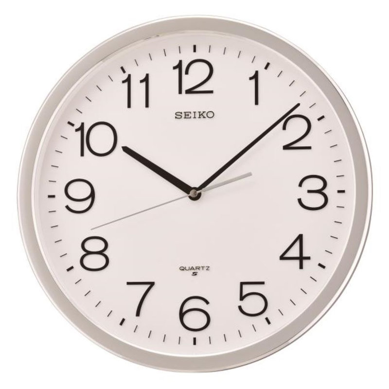 QXA020SLH Wall Clock, Silver-Tone, Beige, Medium
