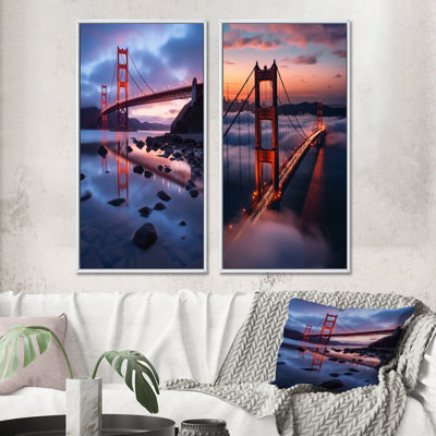 San Francisco Golden Gate Dream - ensemble de 2 reproductions d'art mural - Californie