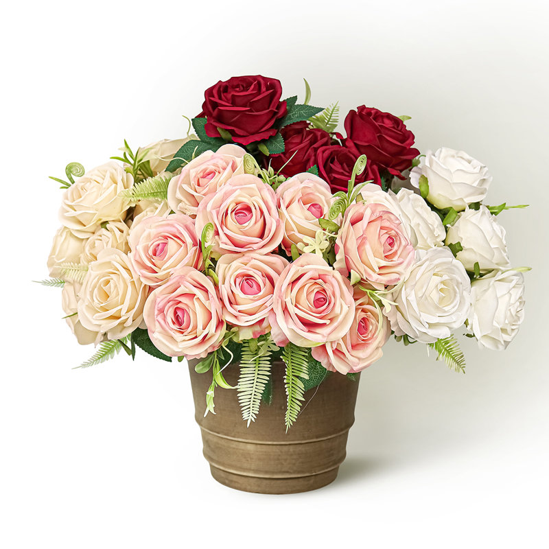 Bouquet de roses artificielles, Rouge