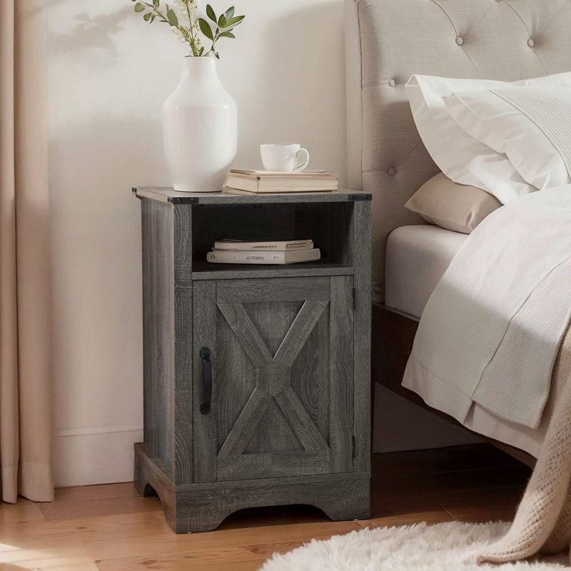 Table de chevet Bradford Farmhouse, Gris foncé, Individual