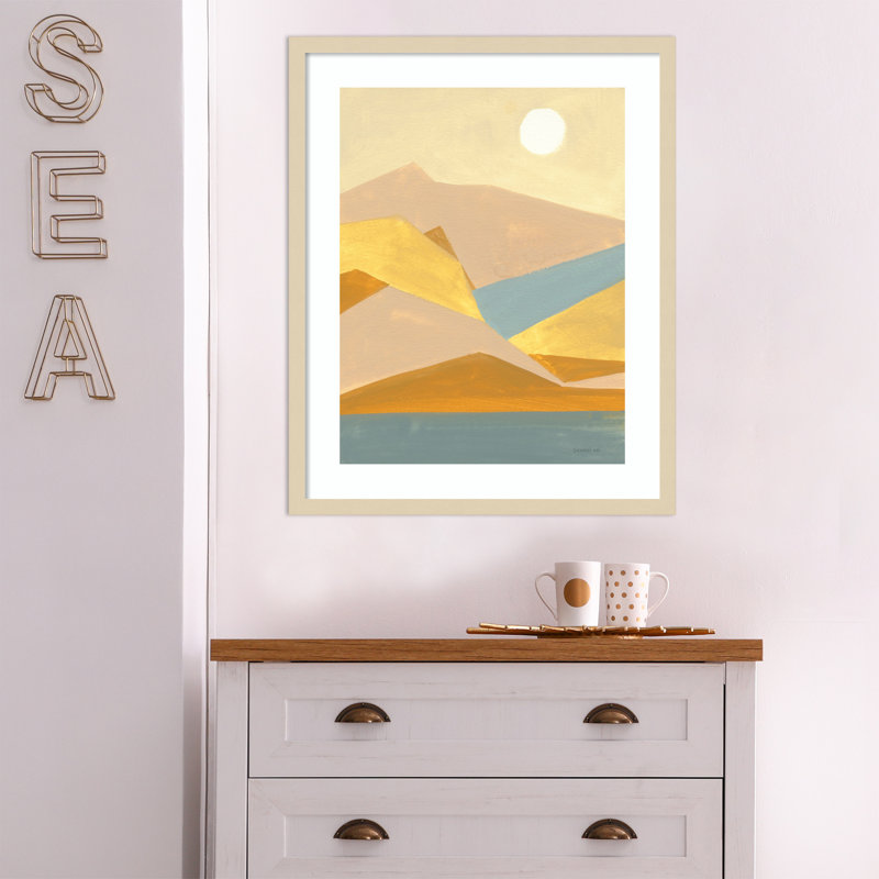 Retro Abstract I Southwest Mountains - Cadre photo, reproduction d'art sur papier, H 26 po x l 21 po, Papier encadré brun
