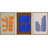 Multicolor Mid-Century Modern Orange Blue Wall Art Work Framed On Canvas 3 Pieces Painting Print-71203412-71203409