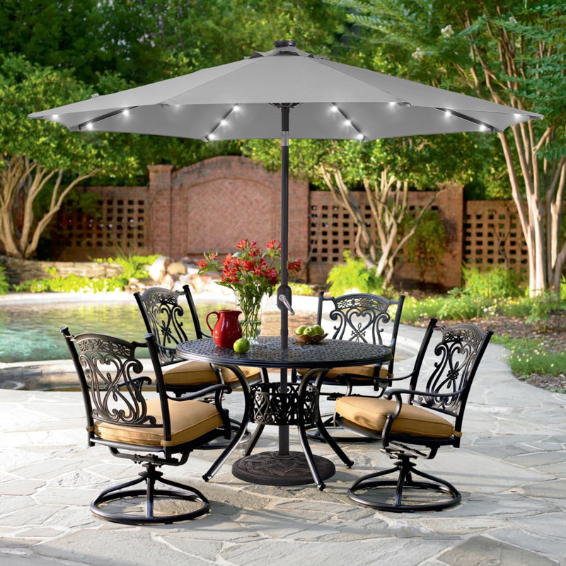  Parasol de marché 9 pi, Gris, H 92,5 po x l 108 po x P 108 po