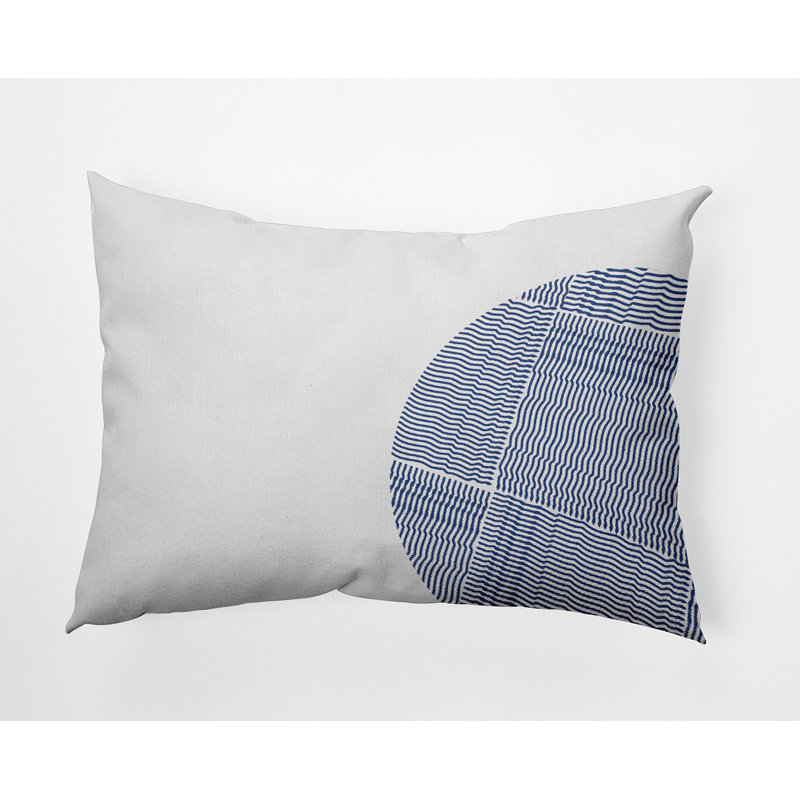 Geometric Outdoor Reversible Throw Pillow, Navy Blue