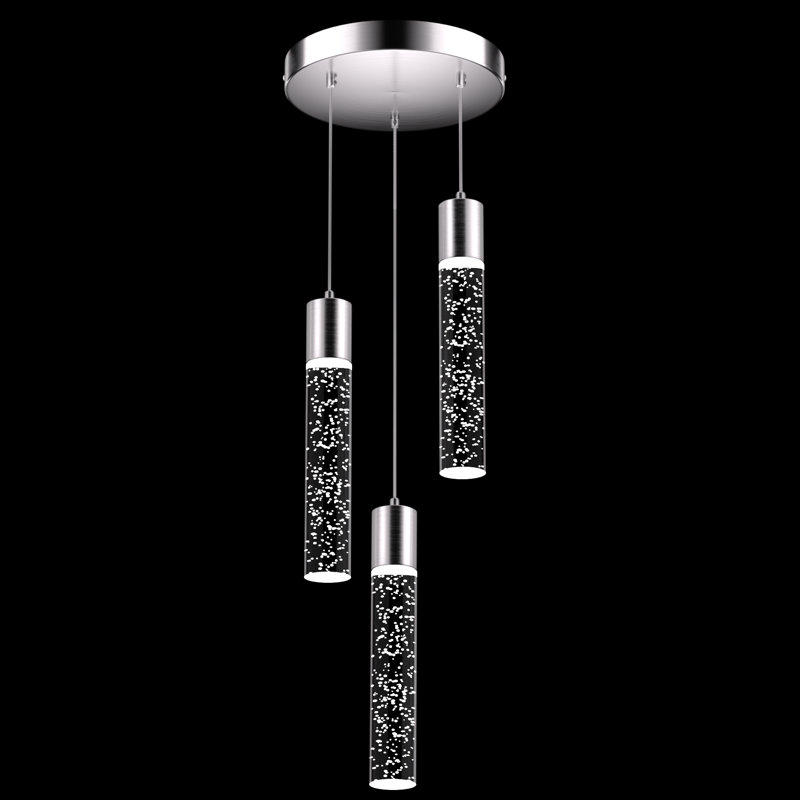 Kitchen Island Pendant Lights with Crystal Bubble, Brushed Nickel