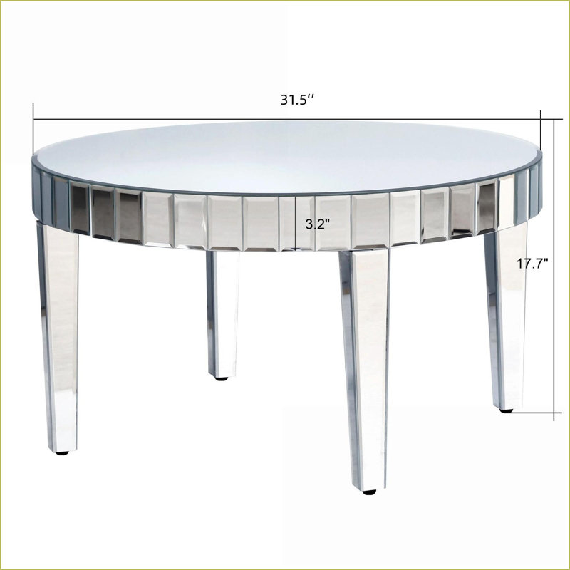 Table basse ronde argentée à miroir Starburst pour le salon, peu encombrante Facile à nettoyer