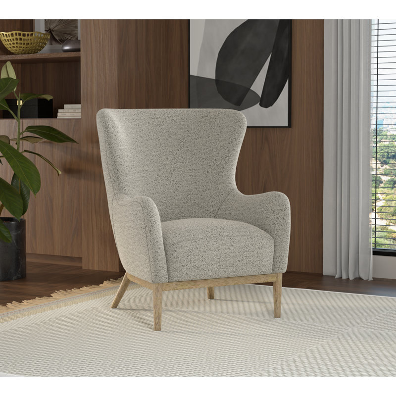 Beige Wingback Accent Chair