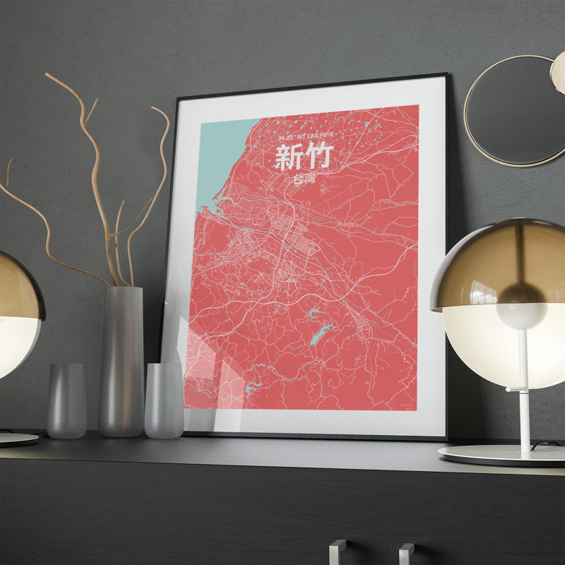 Hsinchu (chinois traditionnel), impression sur toile tendue, Rose / bleu pastel