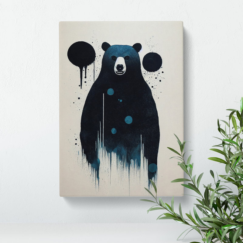 Bear Painting No.4 Abstract - Wall Art, Wrapped Canvas, 50cm H x 35cm W x 2cm D, No Matte
